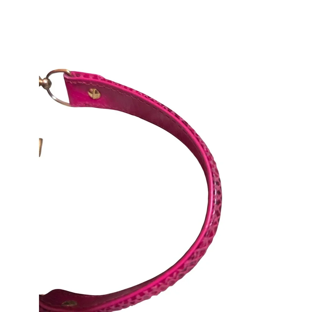 Vintage Style Magenta Faux Snakeskin Frame Handbag Gold Hardware Top Handle Bag